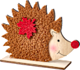 Holzaufsteller Igel mit Teddyfell & Blatt, braun-rot (11 cm) Dekorieren & Einrichten