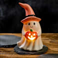 LED-Keramikgeist mit Hut & Kürbis (14 cm) Dekorieren & Einrichten
