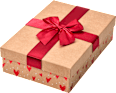 Geschenkbox braun mit roter Stoffschleife & Herzen (26x18x7 cm) BOLTZE