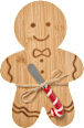 Holzbrettchen Lebkuchenmann mit Buttermesser (18,5x19,7 cm) Dekorieren & Einrichten