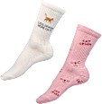 Crew Socken mit Katzen-Motiv beige + rosa Gr. 35-38 Fascino