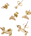Ohrstecker Croissant & Dackel, Gold-Optik ebelin
