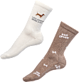 Crew Socken mit Hunde-Motiv beige + braun Gr. 35-38 Fascino
