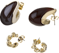 Ohrstecker Tropfenform braun & Creolen, Gold-Optik ebelin