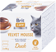 Krmivo pre mačky v miske care Velvet Mousse kačka Brit