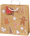 Geschenktasche Lebkuchen Pärchen, allover & Häuser, midi quadratisch veredelt NK Profissimo