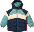Winterjacke mit Streifenmuster, grün und blau, Gr. 98/104 PUSBLU