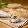 Glasvorratsdose mit Holzdeckel "Frohe Weihnachten"(750 ml) Dekorieren & Einrichten