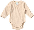 Wickelbody Langarm mit Mitwachsfunktion & Ripp-Struktur, beige, Gr. 50/56 ALANA
