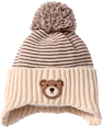 Strickmütze mit Bären-Applikation, beige, Gr. 48/49 PUSBLU