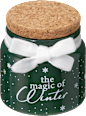 Duftkerzenglas "the magic of Winter" mit Korkdeckel & Schleife, grün (7 cm) Dekorieren & Einrichten