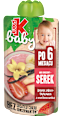 Mus owocowy + serek, banan, jabłko, truskawka z dodatkiem wanilii, po 6. miesiącu KUBUŚ baby