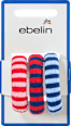 Haargummis mit Streifen, rot, rosa, blau ebelin