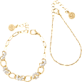 Armbänder mit Blumen & Perlen, Gold-Optik ebelin