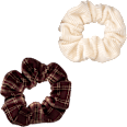 Scrunchies Cord-Optik & Karomuster, rot/creme ebelin