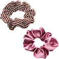 Scrunchies Satin lila & gestreift/braun ebelin