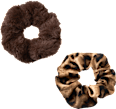 Scrunchies Felloptik & Leo-Muster, braun
 ebelin