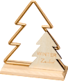 Metallbaum mit Holzapplikation, gold-natur (16 cm) BOLTZE