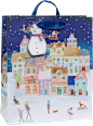 Geschenktasche Weihnachtsdorf & Karussel, midi hoch Profissimo
