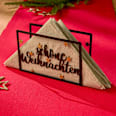Serviettenhalter "schöne Weihnachten", schwarz-gold (14x9x4 cm) Dekorieren & Einrichten