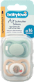 Schnuller Air Silikon symmetrisch, mint/beige & blau/petrol Gr. 3, ab 16 Monaten babylove