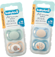 Schnuller Air Silikon symmetrisch, mint/beige & blau/petrol Gr. 3, ab 16 Monaten babylove