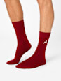 Socken XMAS mit weihnachtlicher Stickerei blau + rot, Gr. 39-42
 nur die