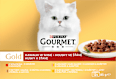 Gold konzervy pro kočky hovězí, krůta a kachna, losos a kuře, kuře a játra ve šťávě 12x85g PURINA GOURMET