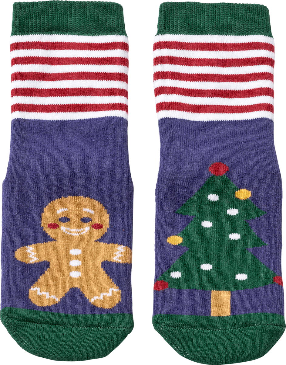 PUSBLU Stoppersocken Mit Weihnachts Motiv Blau Rot Gr 21 22 1 St 