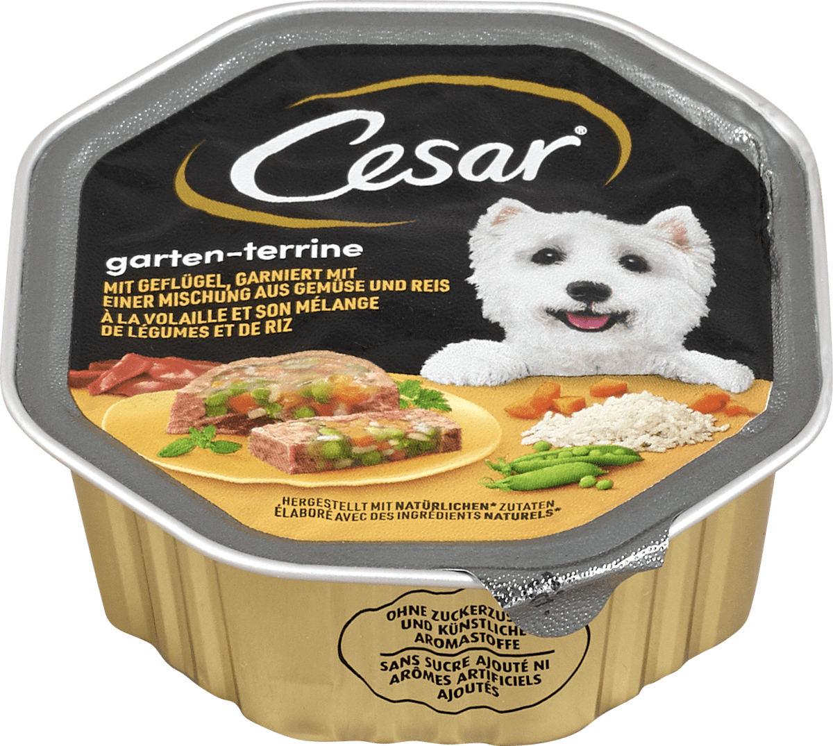 Cesar Nassfutter Hund Garten-Terrine mit Geflügel, Gemüse & Reis, 150 g ...