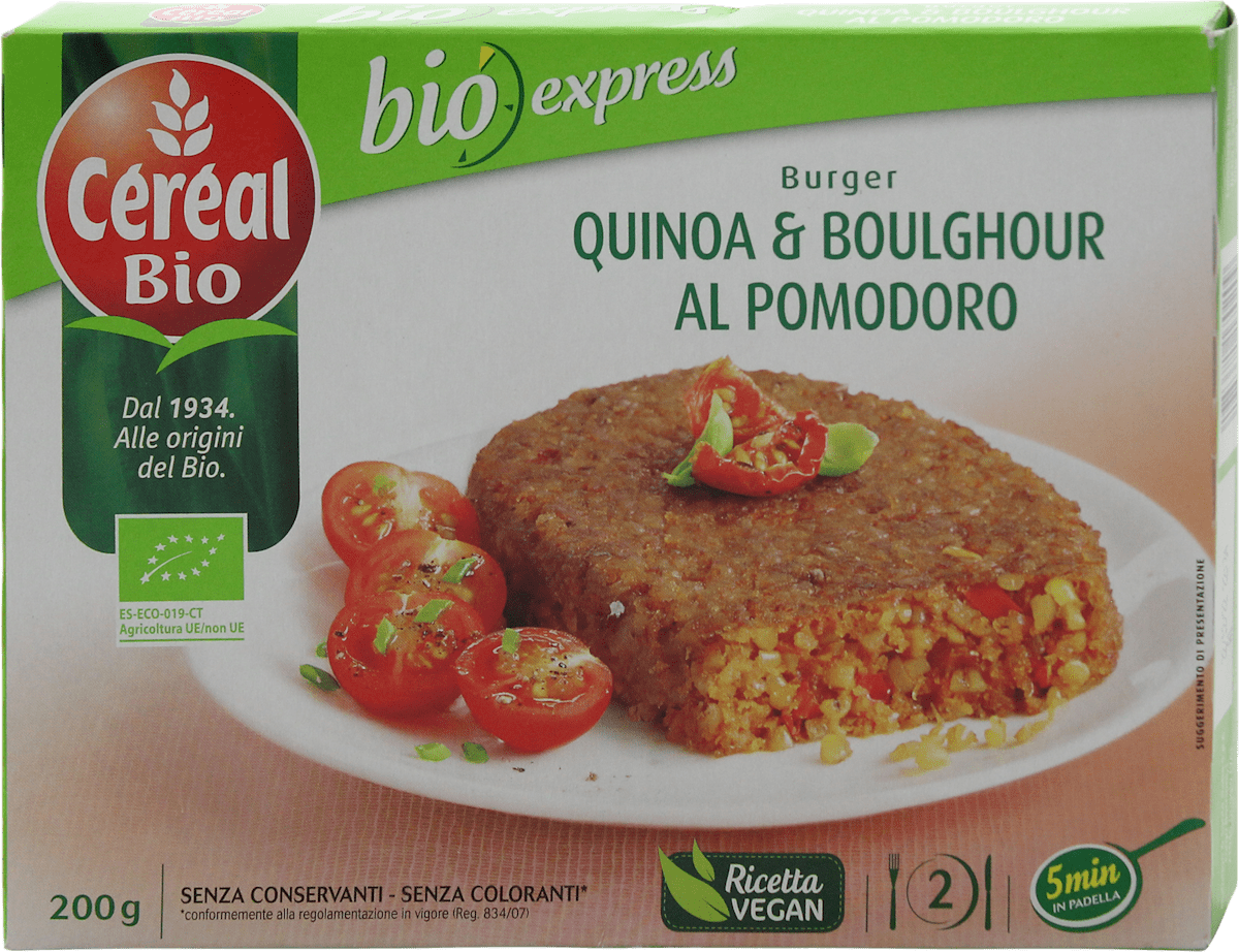 Céréal Bio Burger quinoa & boulghour al pomodoro BIO, 200 g | dm Italia