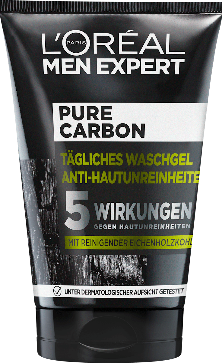 L’Oréal Men Expert Pure Carbon Waschgel – Gegen Pickel, Mit Vulkan-Mineral & Vitamin B3, 100 Ml (3er Pack)