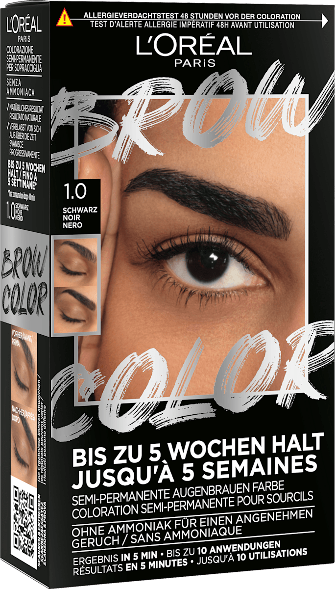 L'ORÉAL PARiS Augenbrauenfarbe Brow Color 1.0 Black, 1 St dauerhaft ...