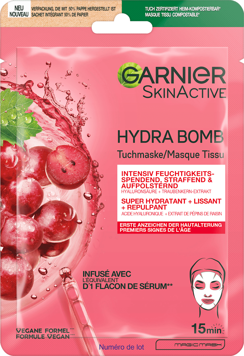 Anti Aging Tuchmaske Hydra Bomb Traube, 28 g