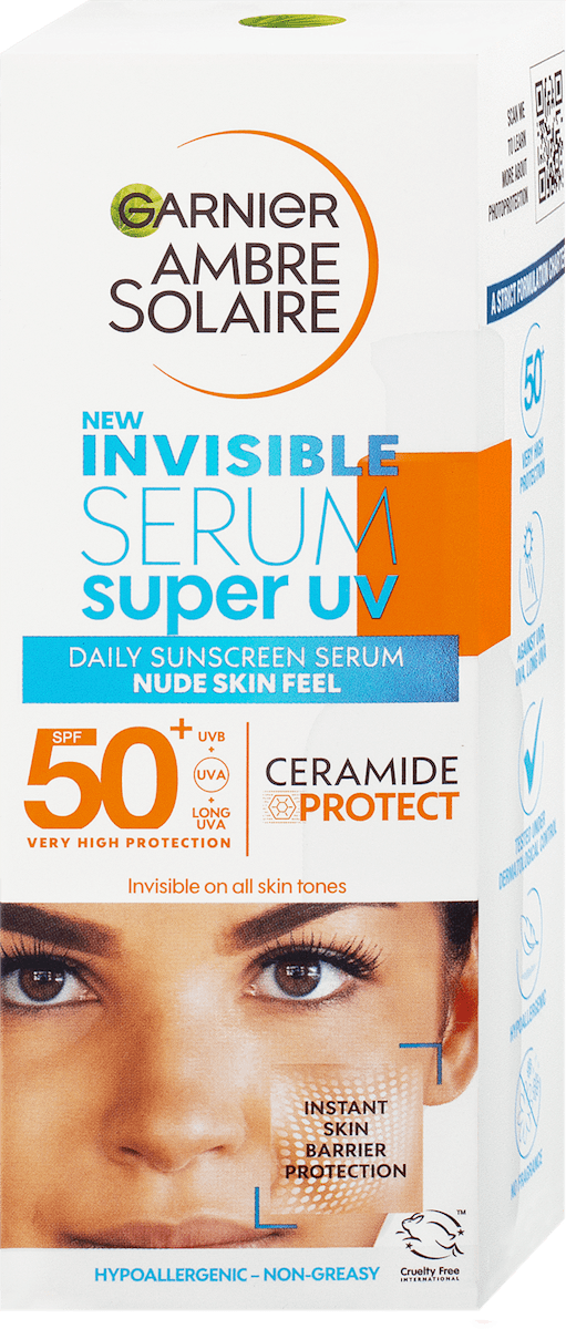 美容液 NLIGHTNING SERUM & SUN SCREEN GARNIER AMBRE SOLAIRE Serum de fata invizibil SPF50+, 30 ml | dm.ro