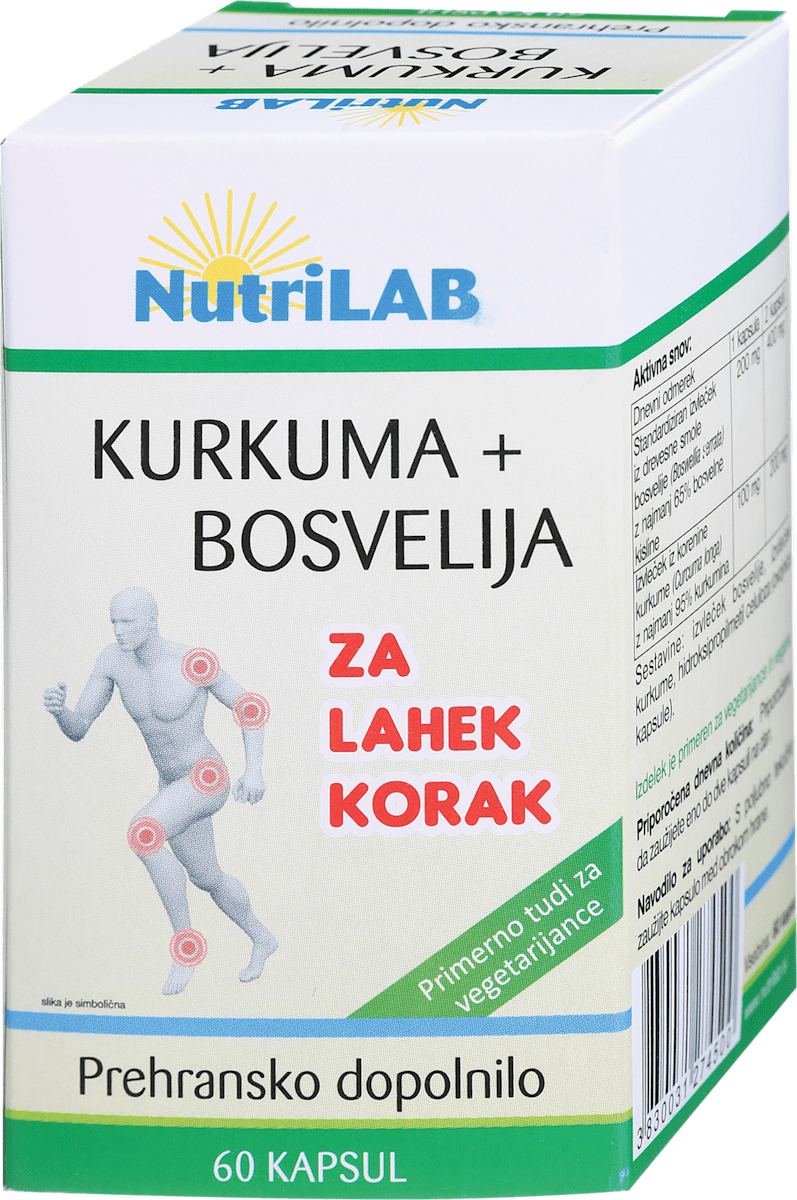 NutriLAB Prehransko dopolnilo Kurkuma + Bosvelija, 60 kos | dm.si