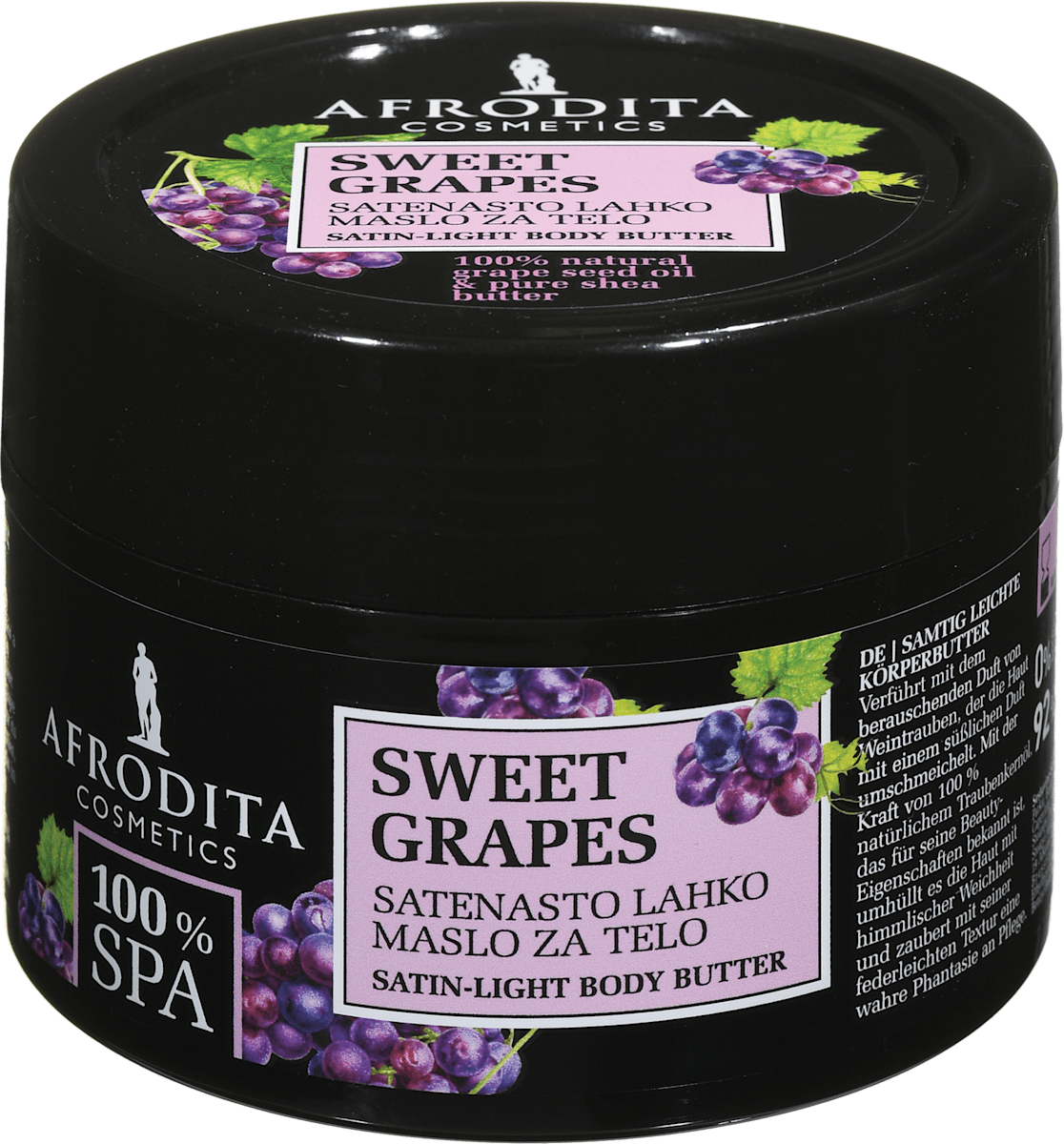 Satenasto lahko maslo za telo 100 % Spa Sweet Grapes, 200 ml