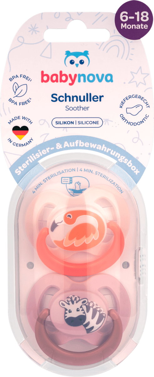 Baby-Nova Suzete ortodentice, decorate ,multicolore,inel,talia 2+