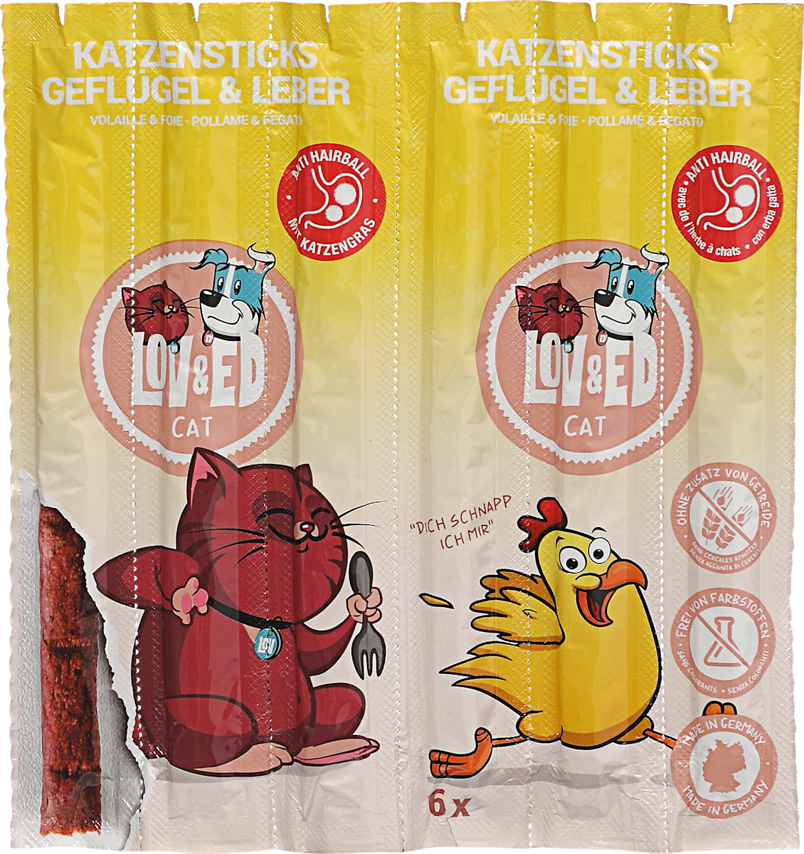 LOV&ED Katzenleckerli Sticks mit Geflügel & Leber, 30 g dauerhaft ...