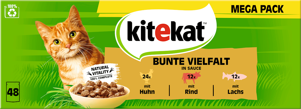 kitekat Nassfutter Katze bunte Vielfalt in Soe, Megapack (48x85 g), 4,08  kg dauerhaft gnstig online kaufen | dm.de