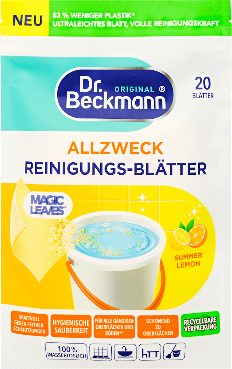 Dr. Beckmann Általános tisztítószer lapok Summer Lemon illattal, 20 db ...