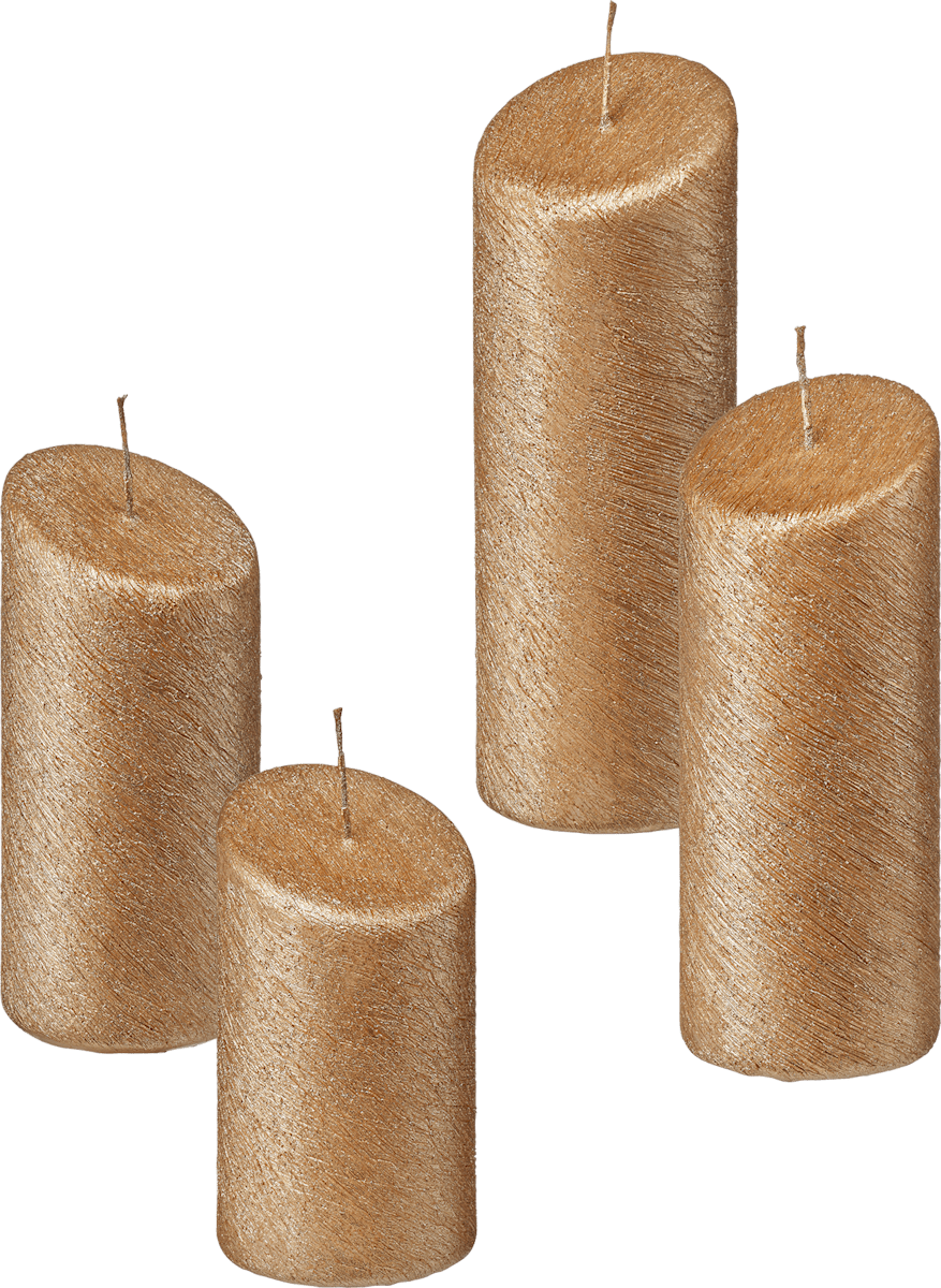 Dekorieren & Einrichten Kerzen gestuft & abgeschrägte Oberfläche, gold metallic, 4 St dauerhaft günstig online kaufen