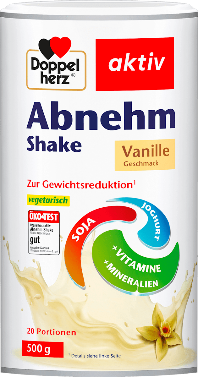Doppelherz Diät Shake, Vanille Geschmack 20 Portionen, 500 g dauerhaft ...