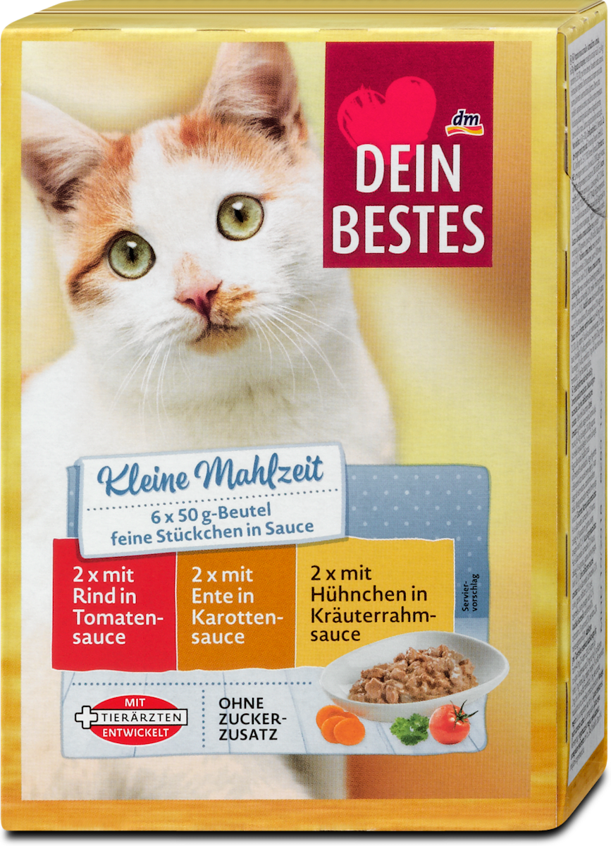 Dein Bestes Nassfutter Katze Kleine Mahlzeit Rind, Ente & Hühnchen, 300 ...