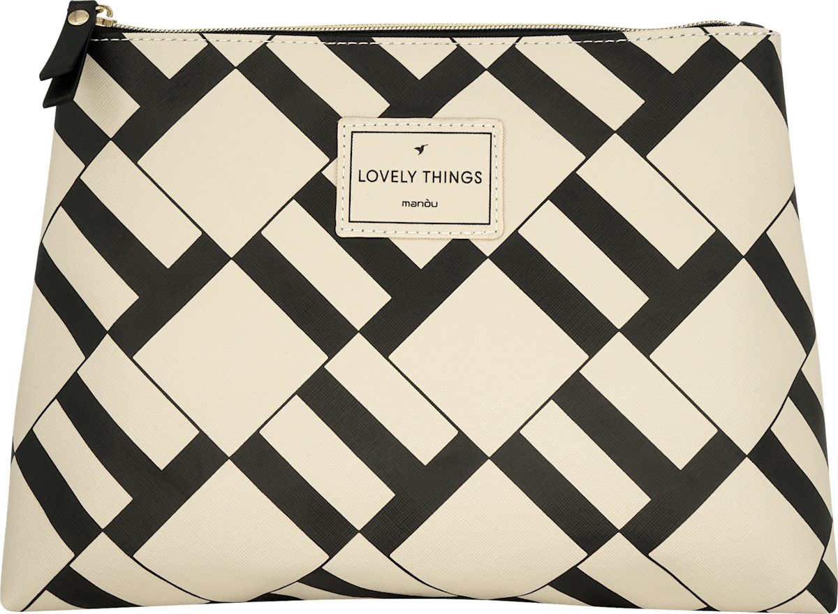 Kulturbeutel schwarz gemustert 