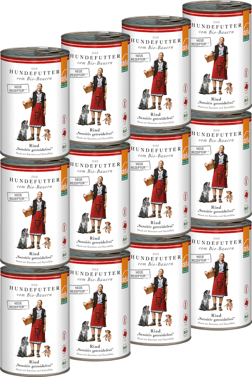Defu Nassfutter Hund mit Bio Rind sensitiv getreidefrei, Multipack (12x410  g), 4,92 kg dauerhaft gnstig online kaufen | dm.de