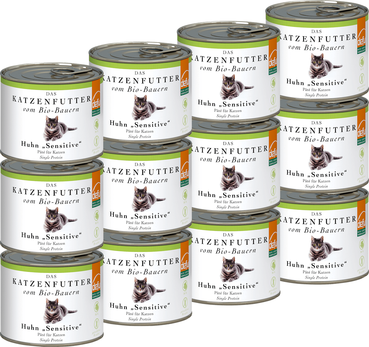 Defu Nassfutter Katze mit Bio Huhn sensitiv, Multipack (12x200 g), 2,4 kg  dauerhaft gnstig online kaufen | dm.de