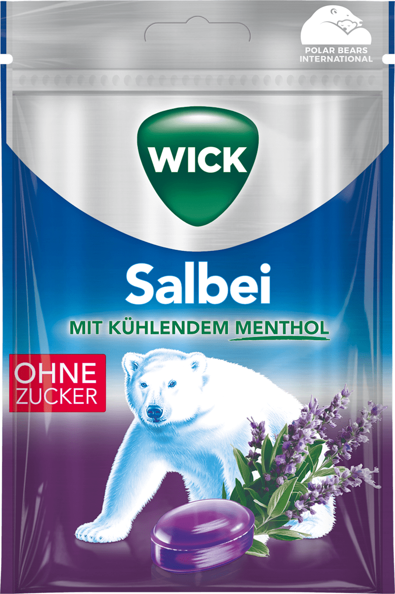 WICK Bonbons Salbei mit Menthol zuckerfrei, 72 g | dm.at
