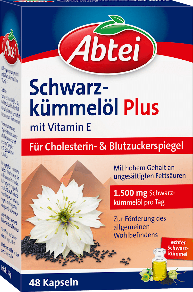 Abtei Schwarzkümmelöl Plus Kapseln 48 St., 34 g dauerhaft günstig online kaufen
