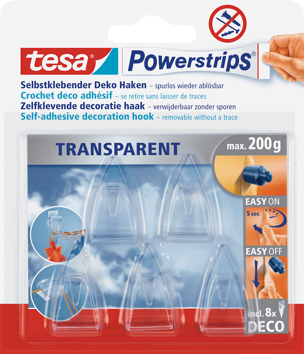 tesa Dekohaken Powerstrips® transparent Set 5tlg, 1 St dauerhaft günstig online kaufen